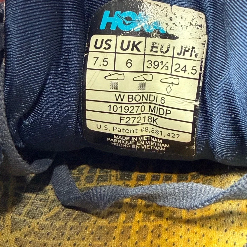 B- Hoka One One Bondi 6 Womens 7.5 Running Shoes Moonlit Ocean Pink 1019270 MIDP